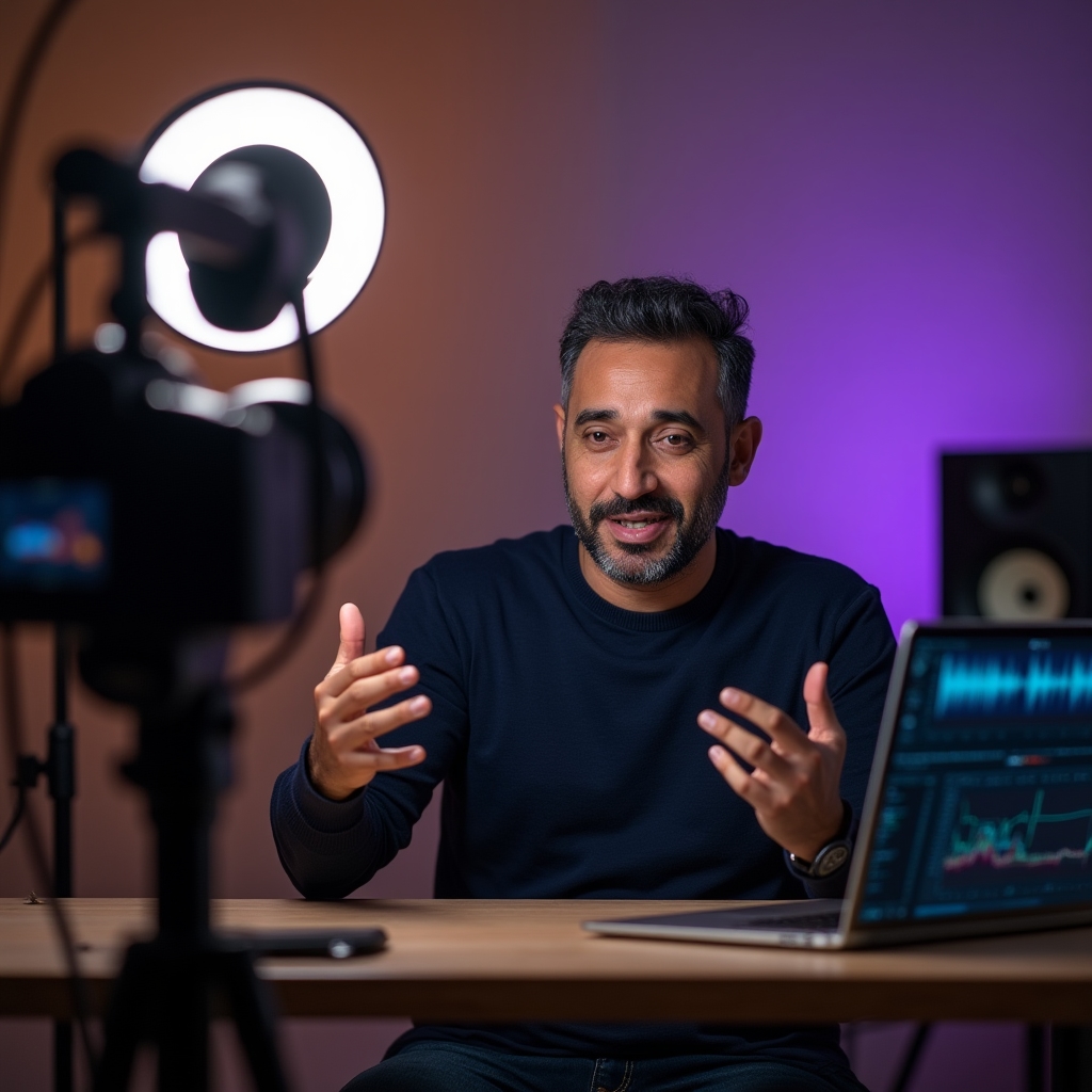 Kleines Aufnahmestudio zur Produktion eines Video-Kurses